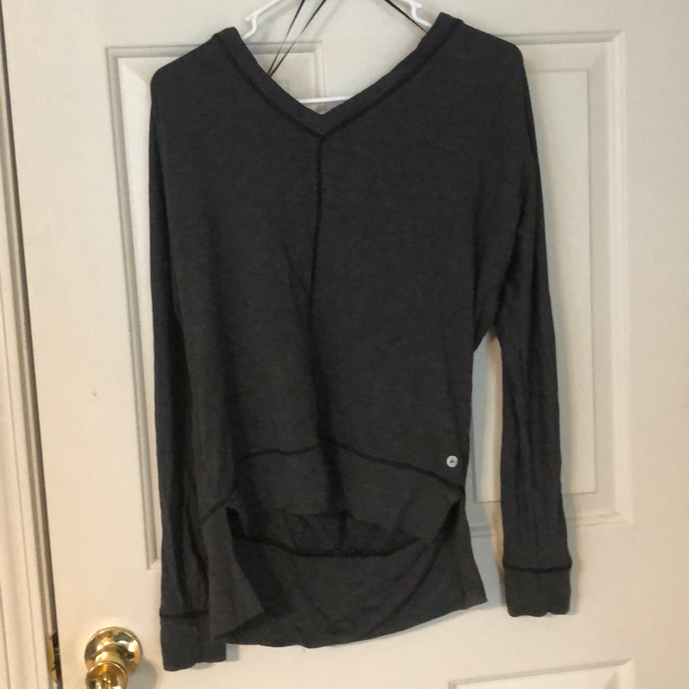 S Grey hi-low workout top